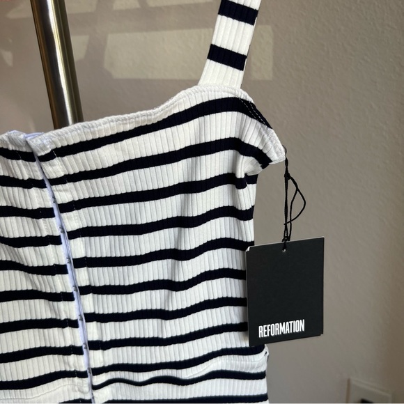 Reformation Nellie striped ribbed mini tank dress white blue XS - Picture 7 of 11